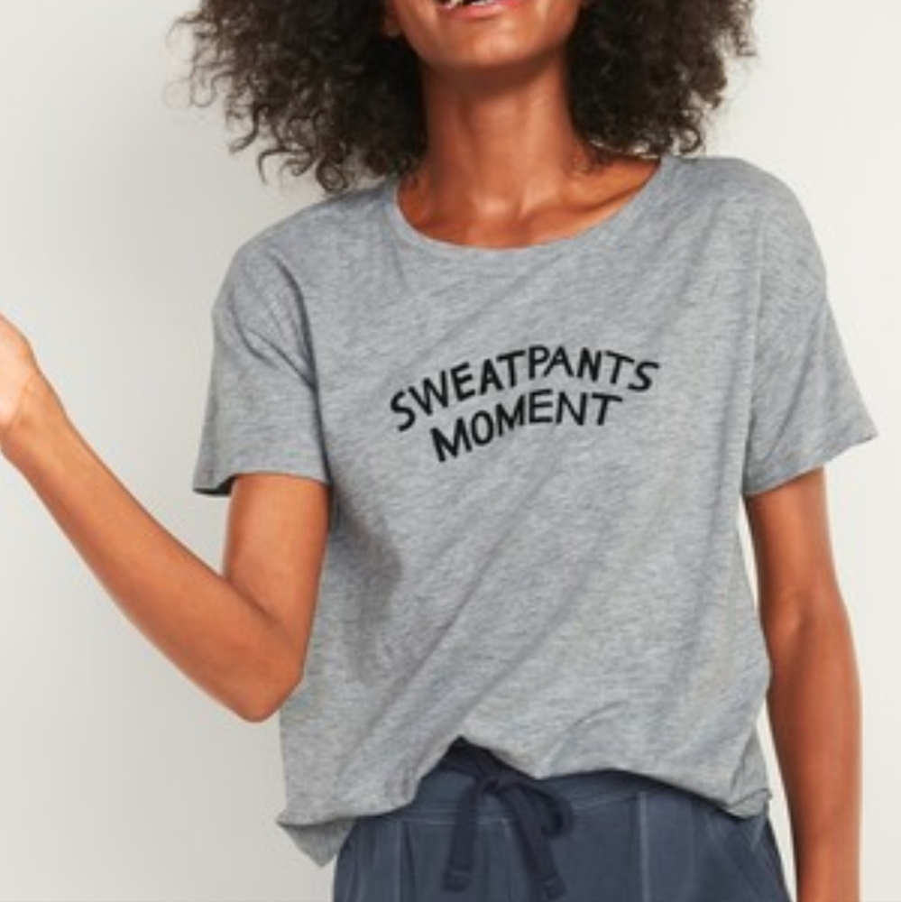 OLD NAVY The Easy Tee‎ "Sweatpants Moment" T-Shirt Cotton Modal Gray